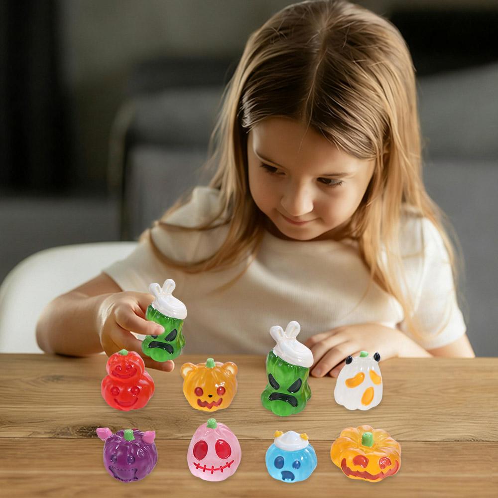 8pcs Micro Landscape Pumpkin Ghost Miniatures Luminous Little Statue  Garden Ornament
