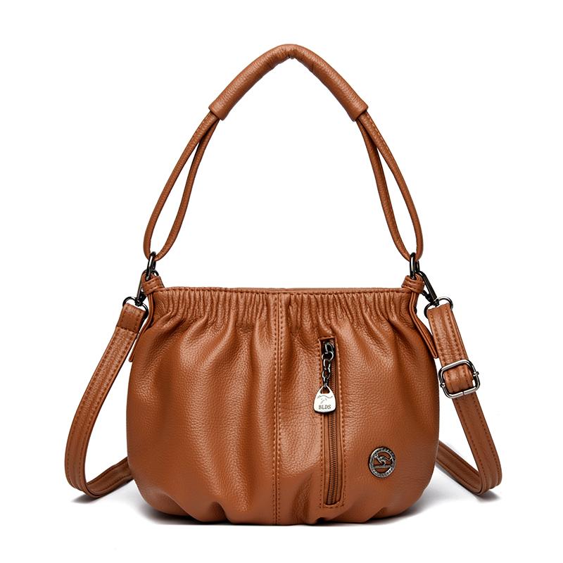 Fashionable Women's Shoulder Bag, Pleated Soft PU Leather Crossbody Bag, Solid Color Handbag, Suitable for Daily Casual Use