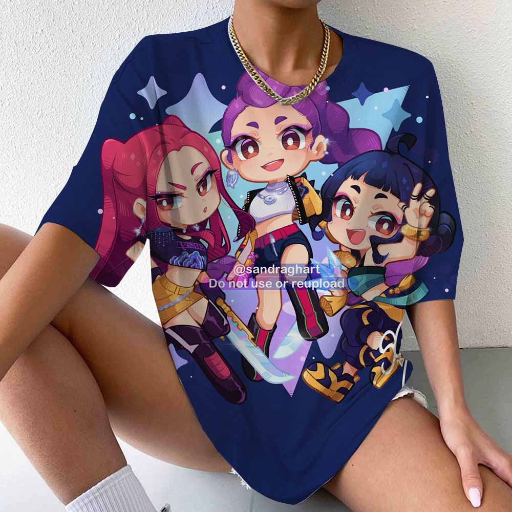 Hot KPop Demon Hunters 3D Print Women T-shirt Summer Casual Loose T Shirt Women Men Harajuku Top