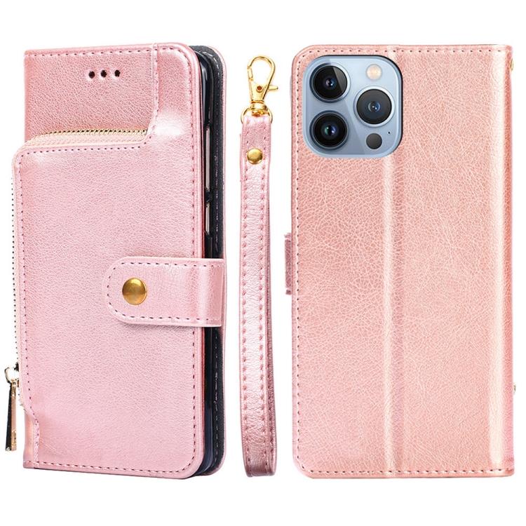 For iPhone 14 Pro Max Zipper Bag Leather Phone Case