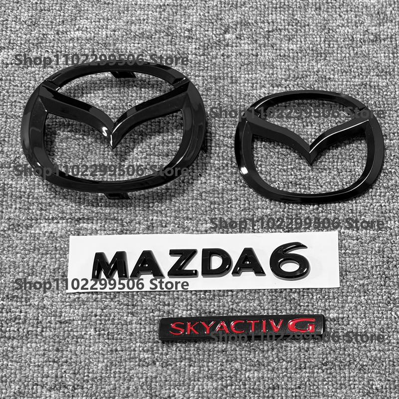 For New Mazda 6 ATENZA glossy black Car Front Grille Hood Rear Trunk Badge Logo Replaced Sticker h5