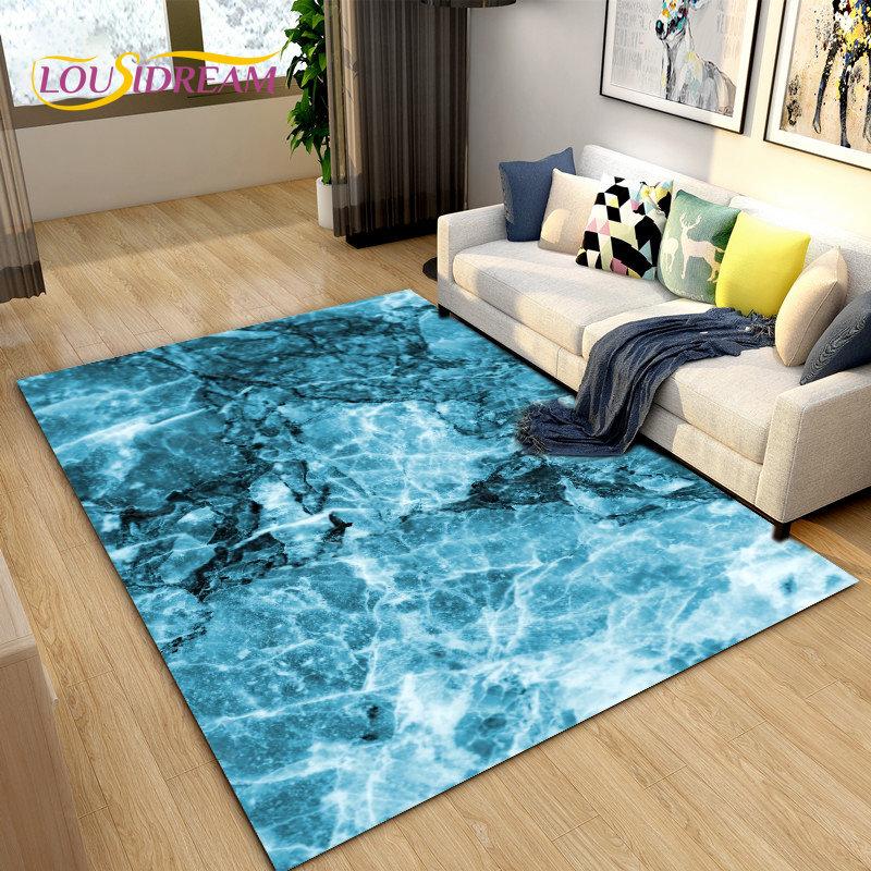 Nordic Black Colour Gold Marble Area Rug Large,Carpet Rug for Living Room Bedroom Sofa Doormat Decoration,kid Non-slip Floor Mat