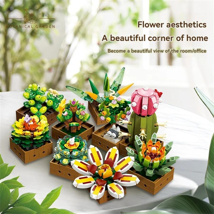 Non-Toxic New Creative Romantic Flower Building Block Eternal Flowers Bricks Model Home Wall Decoration Birthday Halloween Christmas Gifts