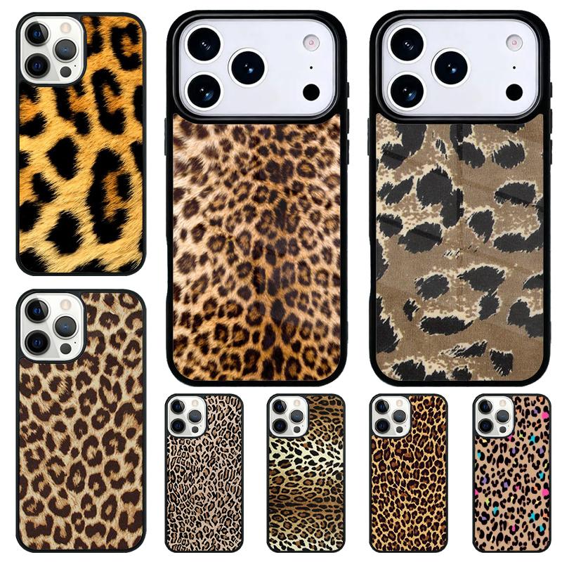 Coque de téléphone motif animal léopard pour iPhone 17 Air 16 15 11 12 14 13 Pro Max Housse antichoc