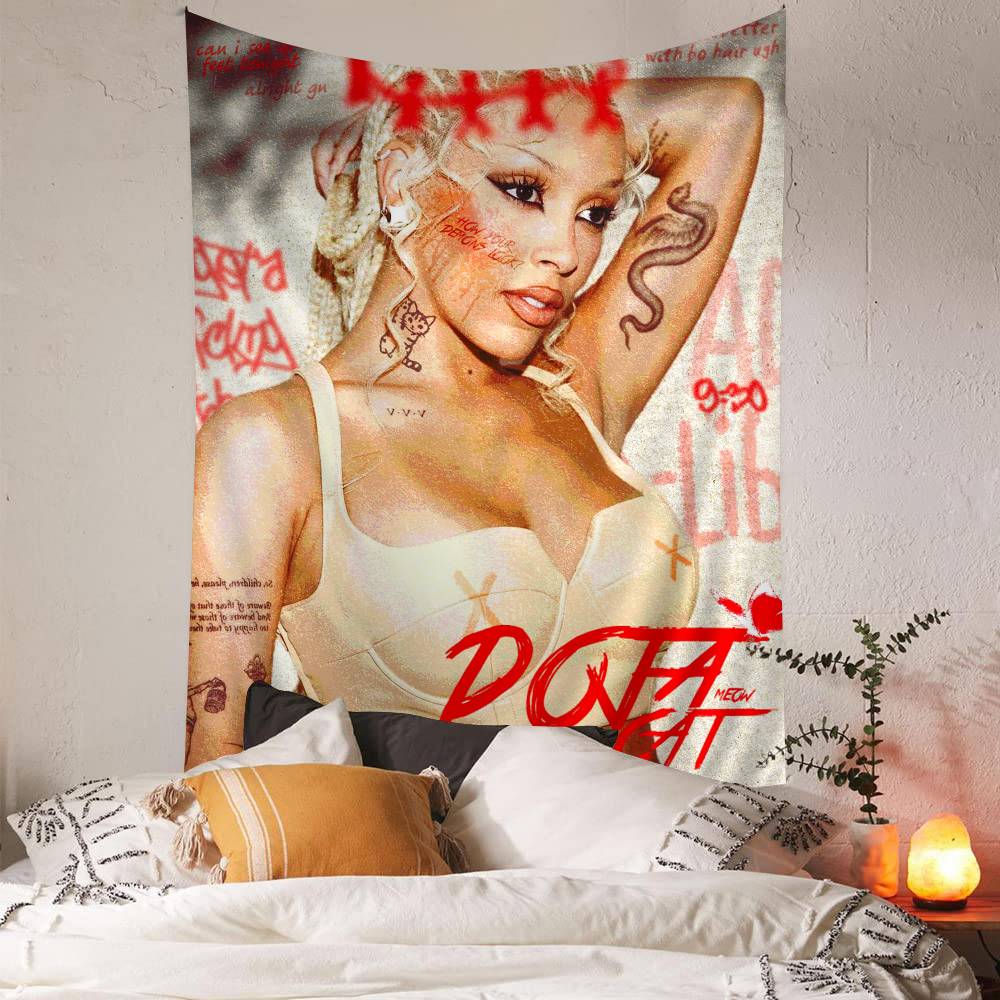 Newly Pop Rapper D-Doja C-Cat Single Colorful Tapestry Wall Hanging Bohemian Wall Tapestries Mandala Wall Hanging Sheets