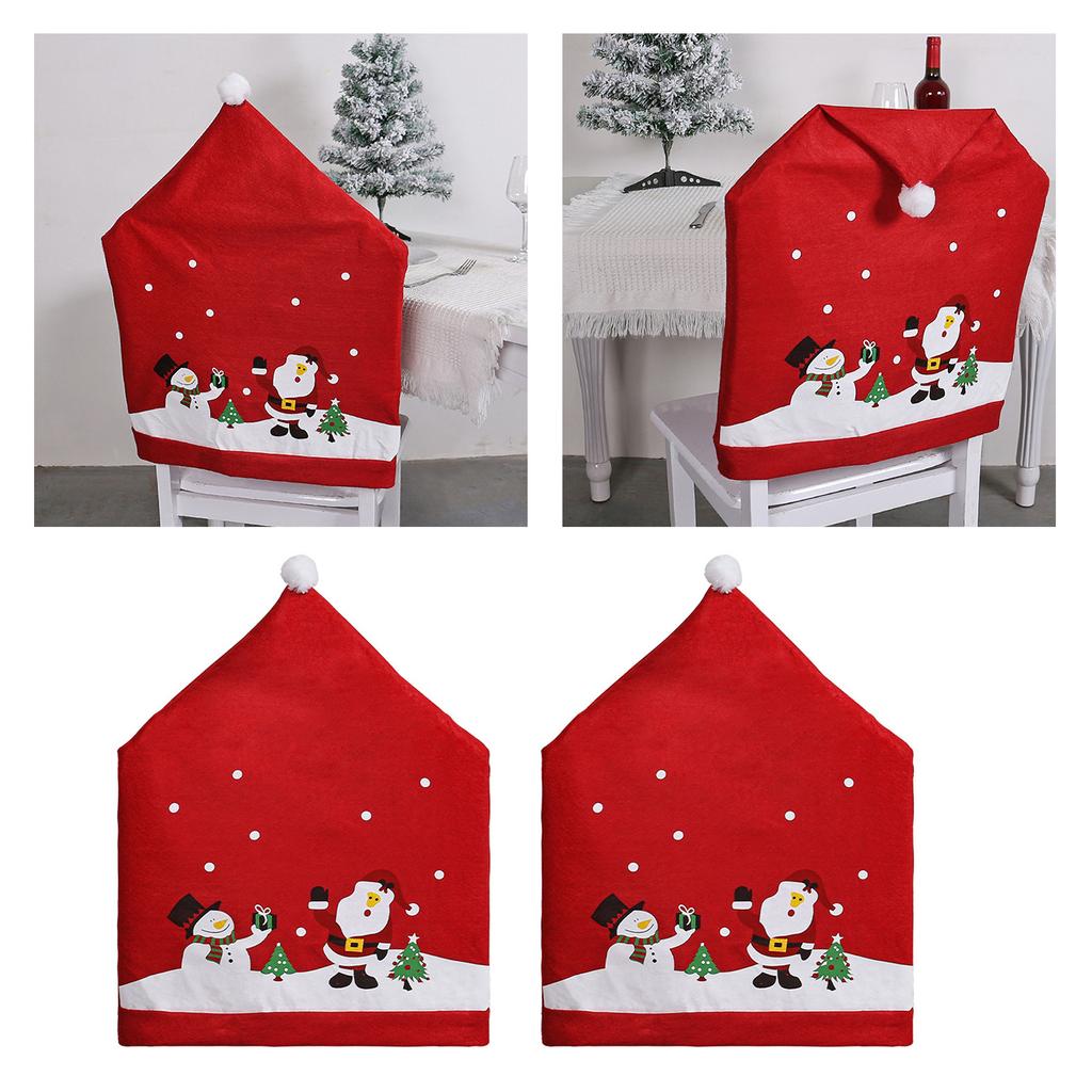 Santa Figure Fabric Chair Cover Smooth Universals Size for Dining Living Room Christmas Decoration
