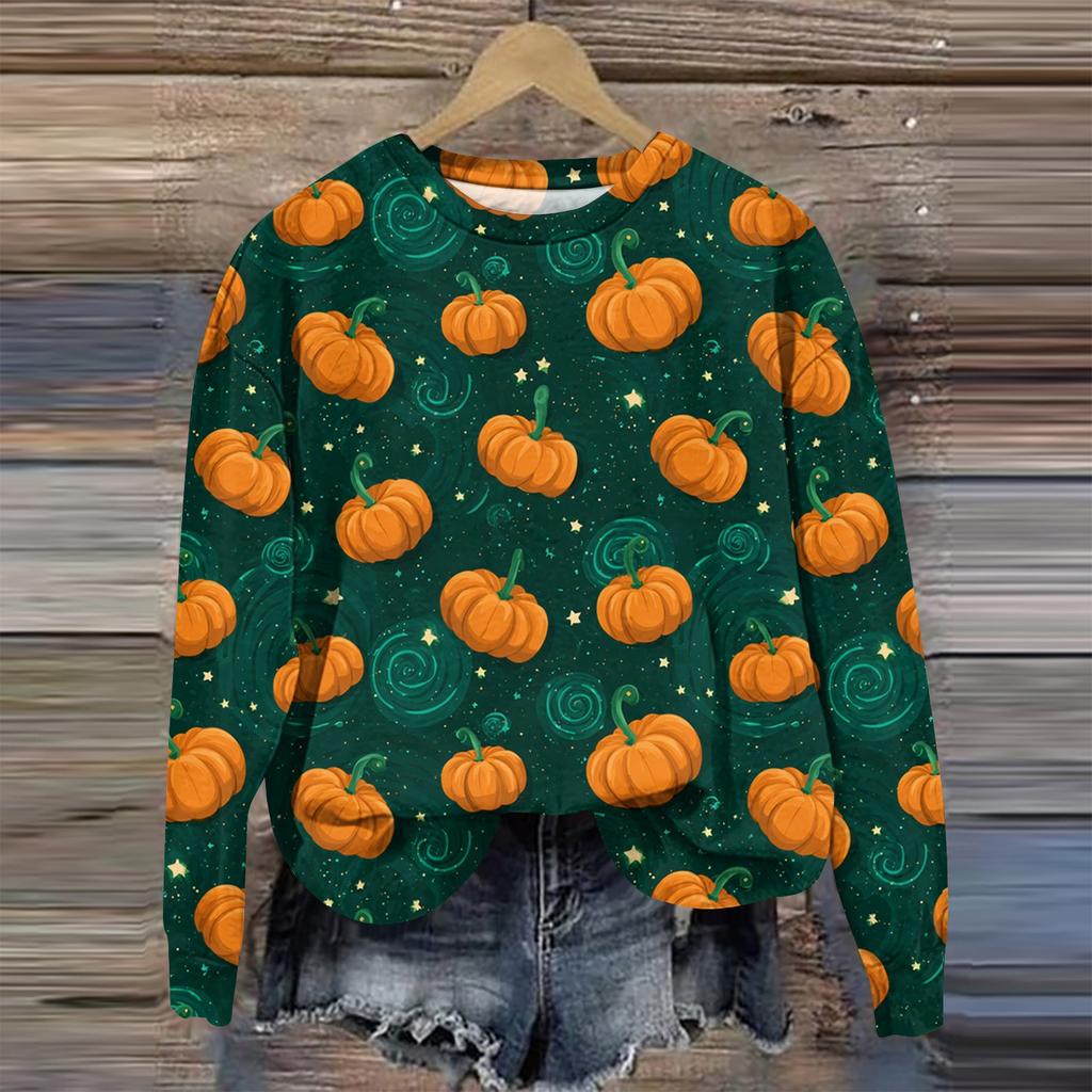 Women's Casual Comfortable Round Neck Long Sleeve Baseball Print Top Sweatshirt