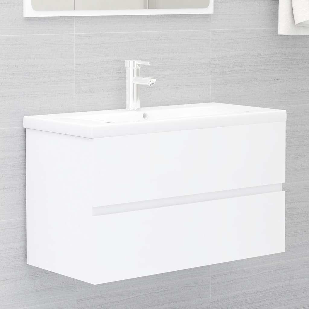 White Bathroom Vanity Cabinet 80 X 38.5 X 45 Cm Particleboard