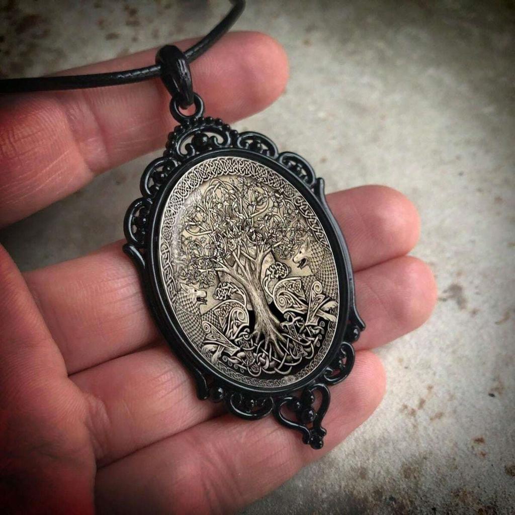 Pendant Wax Wire, Frame, Gothic Mythical World Tree Design Necklace