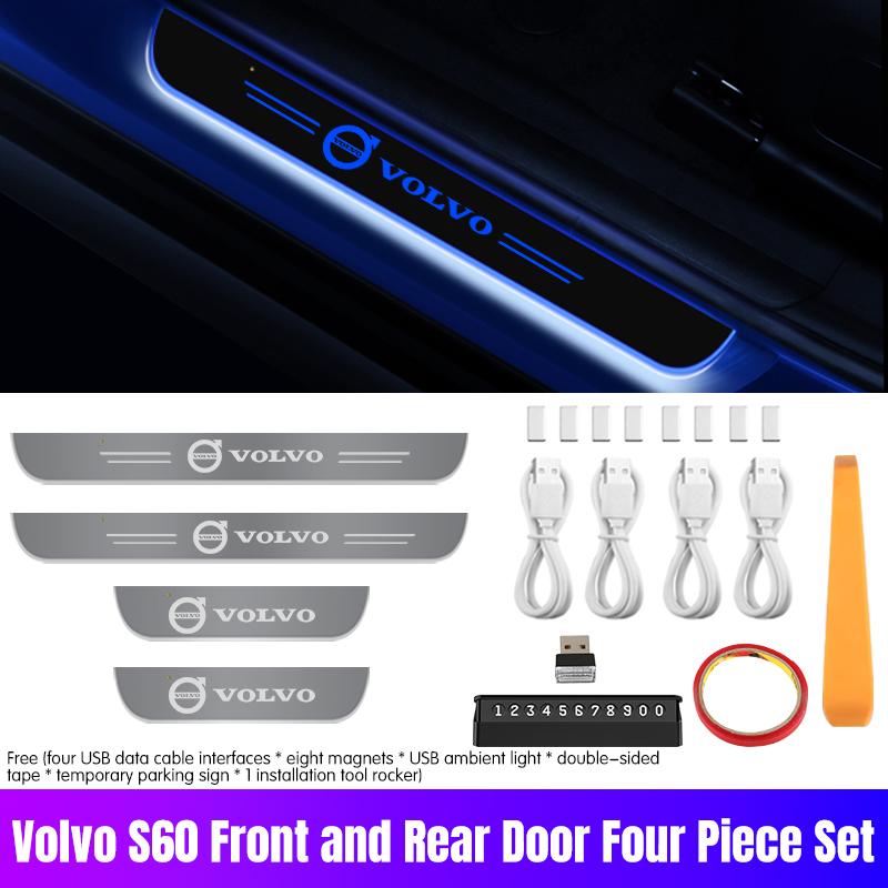 Nuovissimo Alimentazione USB LED Mobili Benvenuti Piastra Raschiaruota per Auto a Pedali Luci Davanzale Porta per Volvo XC90 V90 V60 XC60 V40 S80 S60 S90 C40