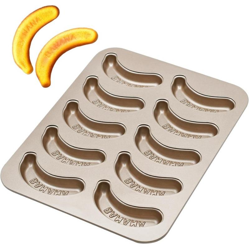 

10 Металлических форм для выпечки в форме банана с антипригарным покрытием, используемых для блинов и тортов, кухонные и пекарские принадлежности для выпечки небесно-голубой