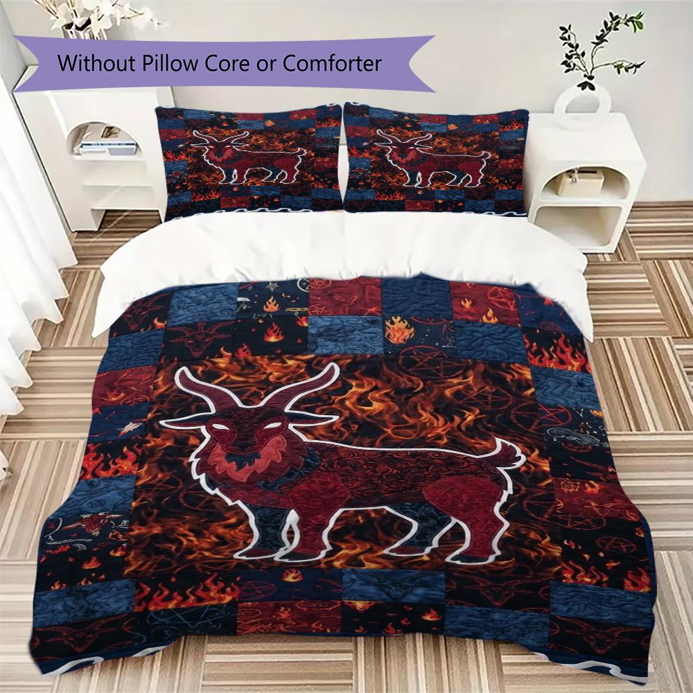 Goat Demon Pattern Bedding Uilt Set Uilt Cover Pillowcase Home Decoration Birthday Gift (1 * Duvet Cover + 2 * Pillowcase  Without Core)142
