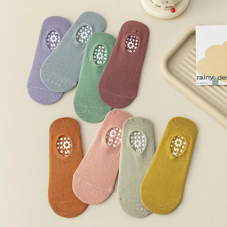 Solid Color Yoga Socks Anti Slip Women Professional Pilates Socks Combed Cotton Summer Floor Socks Gym Fitness Sports Sock