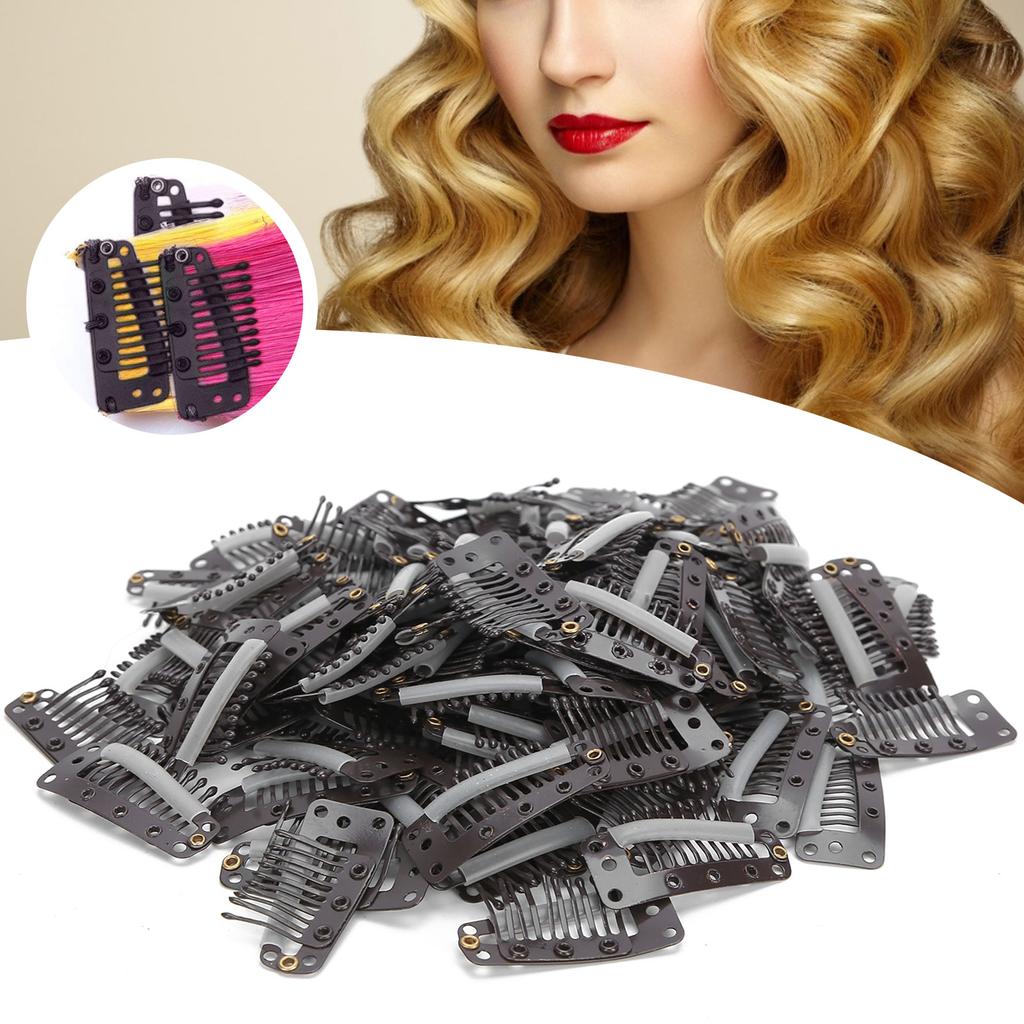 100pcs 10 Teeth Wig Clip Stainless Steel   Hairpiece Snap Clip for Hair Extension
