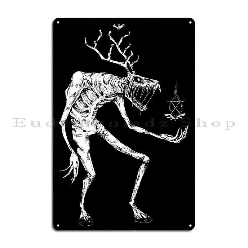 Horror Wendigo Kunst Metallschild Vintage Halloween Wendigo Warnung Blechposter Heimbar Anpassen Blechschild Poster