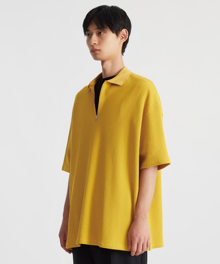 Keontempoleolieokauncheu Waffle Texture Oversized Polo Shirt Mustard [Men'S]