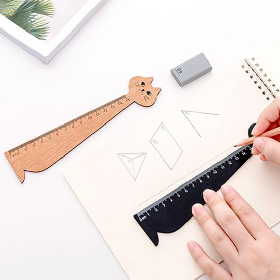 Creative Cartoon Cute Cat Kitten Straight School Supplies Stationery Wooden Ruler
