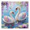 Decorative Tabletop Craft Ornaments Luxury Faux Pearl Rhinestone Painting Kit, 25x25cm DIY Resin Art with Animal Unique Projects Floral Patterns,