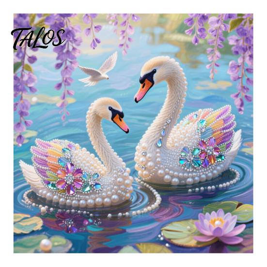 Decorative Tabletop Craft Ornaments Luxury Faux Pearl Rhinestone Painting Kit, 25x25cm DIY Resin Art with Animal Unique Projects Floral Patterns,