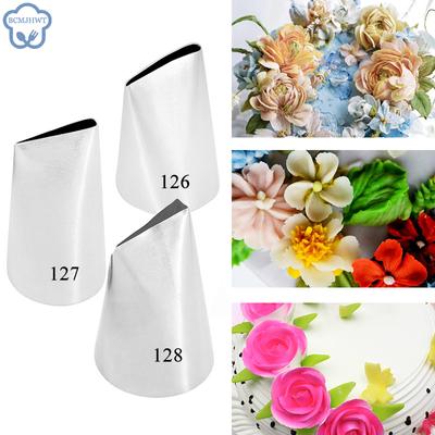 3 stücke Küche Zubehör Gebäck Düsen Rose Icing Piping Tipps #126#127#128 Edelstahl Düsen Sets Kuchen Dekorieren Werkzeuge