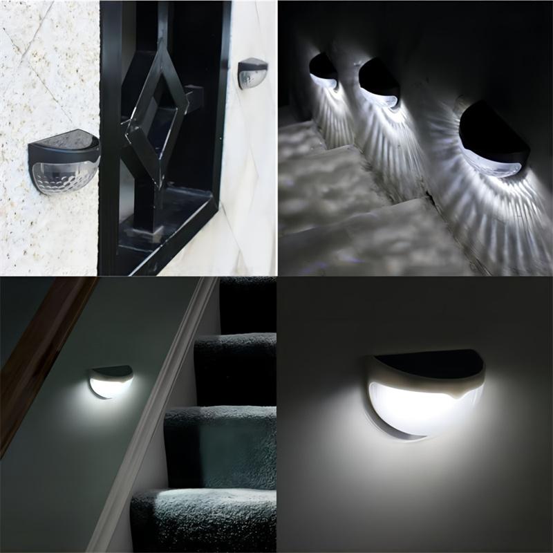 Solar-Powered Half-Circle Fence Lights Outdoor Wall Sconces Ambient Lighting Home Stair Lights Pillar Lights Outdoor Night Lights