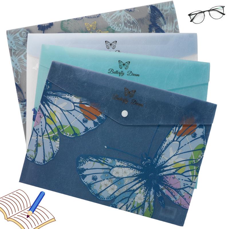 A4 Transparente Kunststoff-Dokumententasche mit Druckknopf und UV-Druck