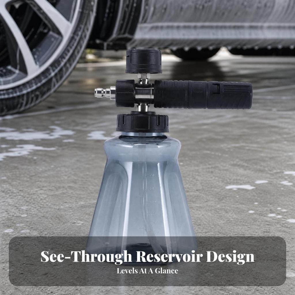 Pressure Washer Foam Dispenser Textured Grip with Translucent Bottle Stainless Steel