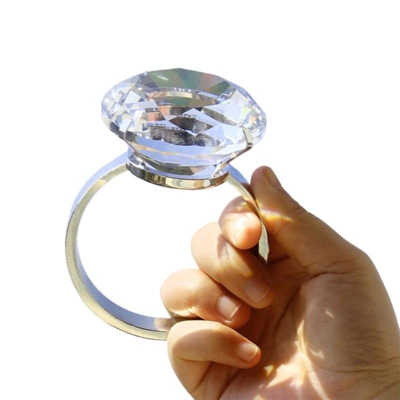 

Large Cubic Zirconia Costume Jewelry Finger Rings Elegant Evening Wear Accessory with Travel Storage Case for Daily