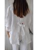 2024 Summer Women's Cotton Linen Breathable Tie-Back Shirt - Transparent Sun Protection Top
