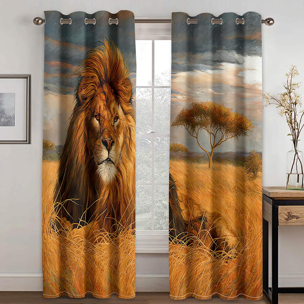 Cheap 3D Wild Animal Lion Tige Leopard 2 Pieces Free Shipping Luxury Window Curtains for Living Room Bedroom Decoration On Sale