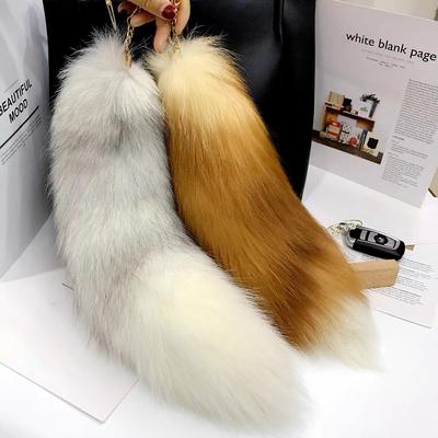 40 cm dlouhý pravý ocas z pravé liščí kožešiny Ručně vyrobený přívěsek na klíče Klíčenka Na kabelky Batohy Charm Tassel Ornamenty Na tašky/Obuv/Čepice/Auto