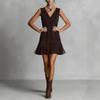 Women's Fashion V-neck Color Sleeveless Dress