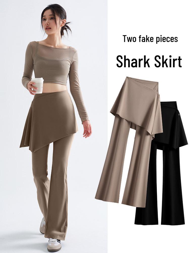 Yoga Micro Flare Pants with Detachable Skort for Sports and Dance