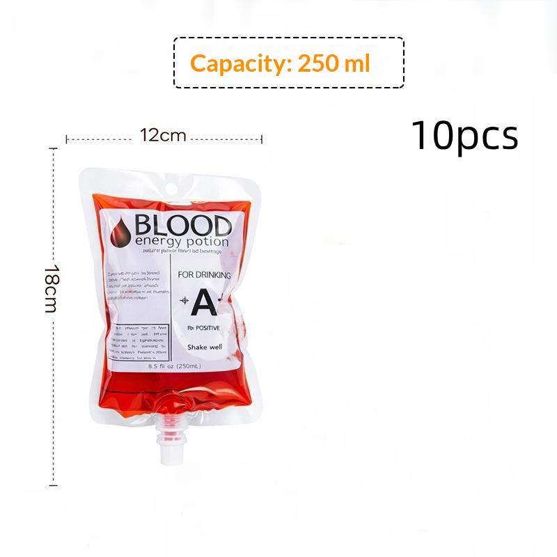 Halloween Blood Sucking Juice Pouches 10Pcs 250ml Food Grade Reusable Drink Bags for Halloween Decor