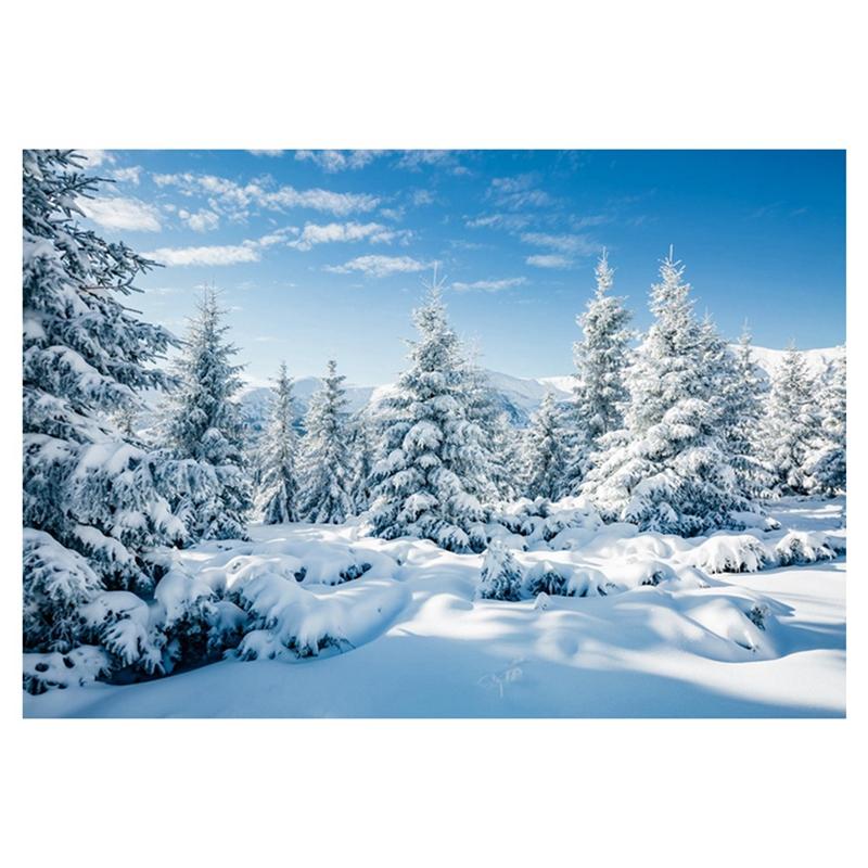 B03B-210X150cm Winter Snow Background Cloth Snowflake Christmas Tree Glitter White Forest Party Photography Backdrops