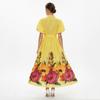French Vintage Flower Maxi Dress Women Puff Sleeve V-Neck Elegant Floral Print High Waist Sashes A-Line Summer Beach Long Maxi Dresses
