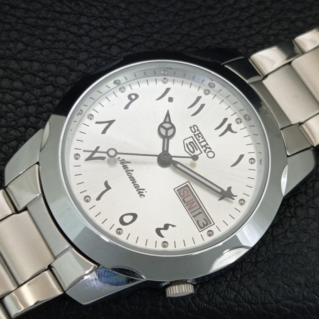 JAPAN VINTAGE REFURBISHED SEIKO 5 AUTOMATIC MENS SILVER DIAL WATCH a445892-1
