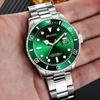 Men's Green Water Ghost Watch Shrimp Skin Stainless Steel Men's Watch Luminous Anti-diving Calendar Quartz Steel Belt Watch