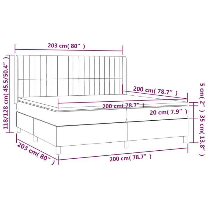 VidaXL Slat Bed Base with Mattress and LED, Upholstered Bed with Headboard, Double Bed, Adult Bedroom Bed, 3138506