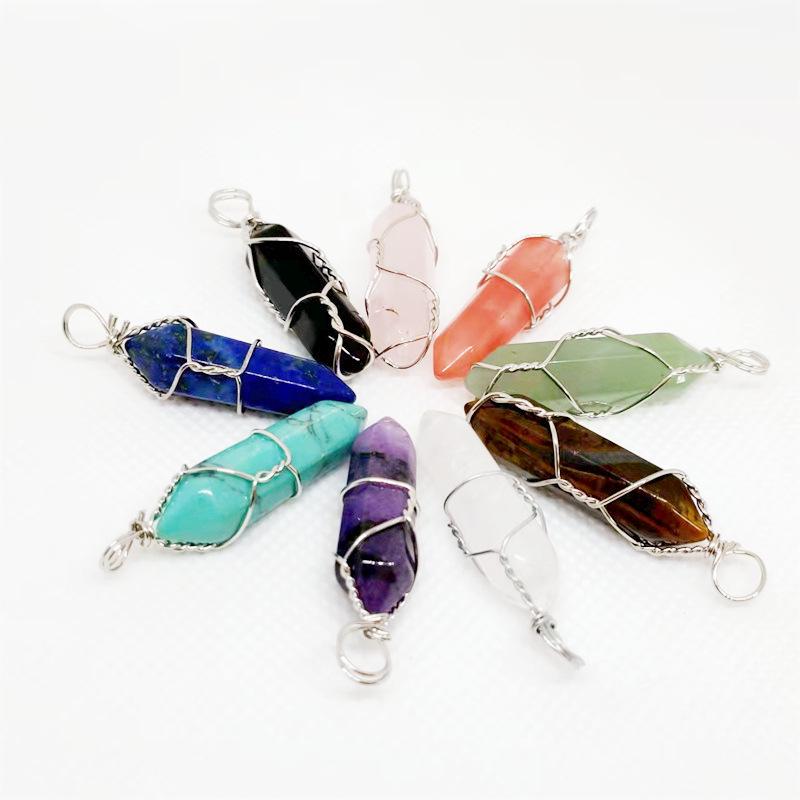 Hexagonal Double-Ended Crystal Pendant DIY Jewelry Accessory