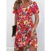 Women's Fashion Graceful Beautiful and Exquisite Patterns Print Summer Spring Short Sleeve O-Neck Casual Dresses