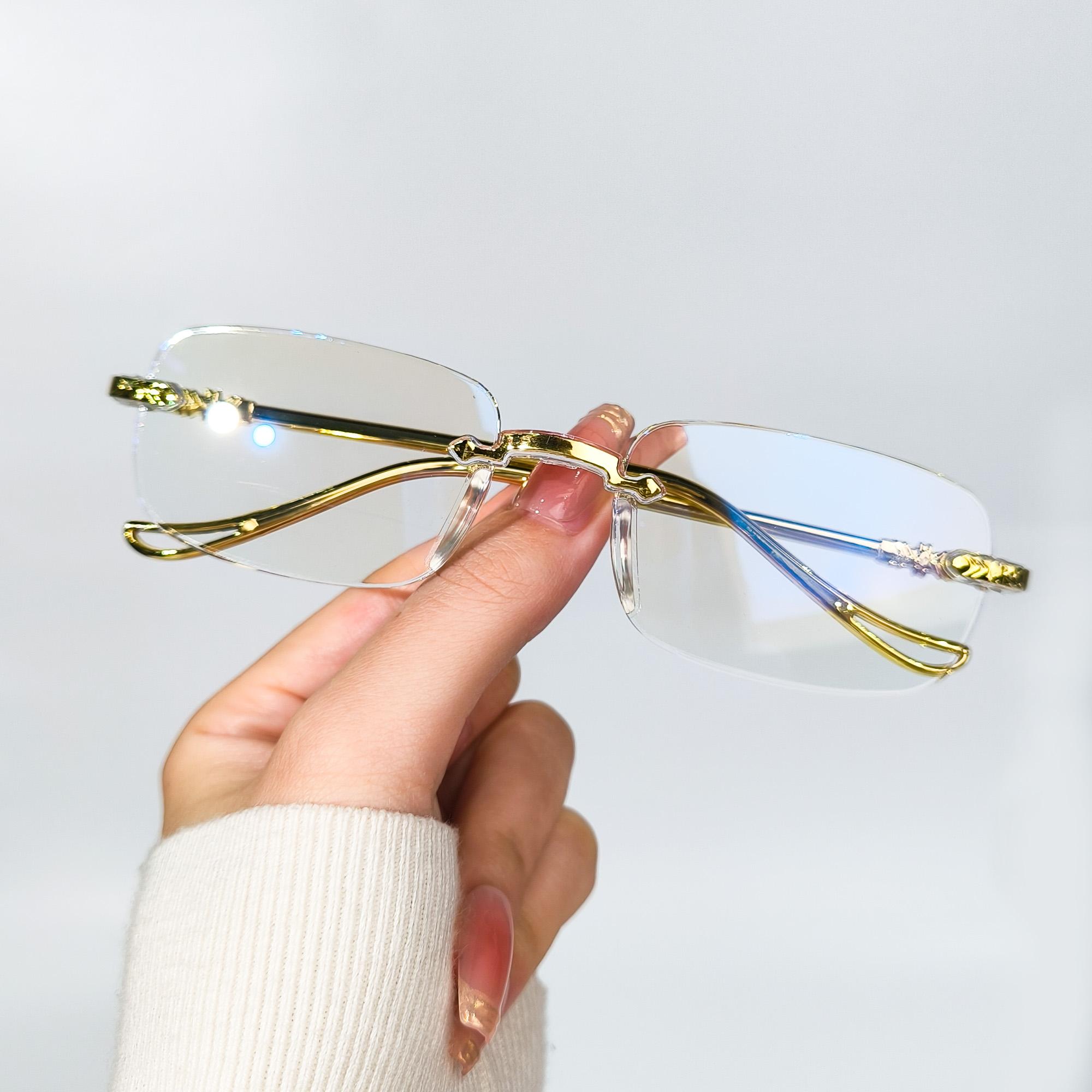 

Стильні окуляри для читання для чоловіків та жінок - Міцні окуляри для читання з безободковою оправою з полікарбонату у вінтажному стилі, підходять від +1.0 до +4.0 150