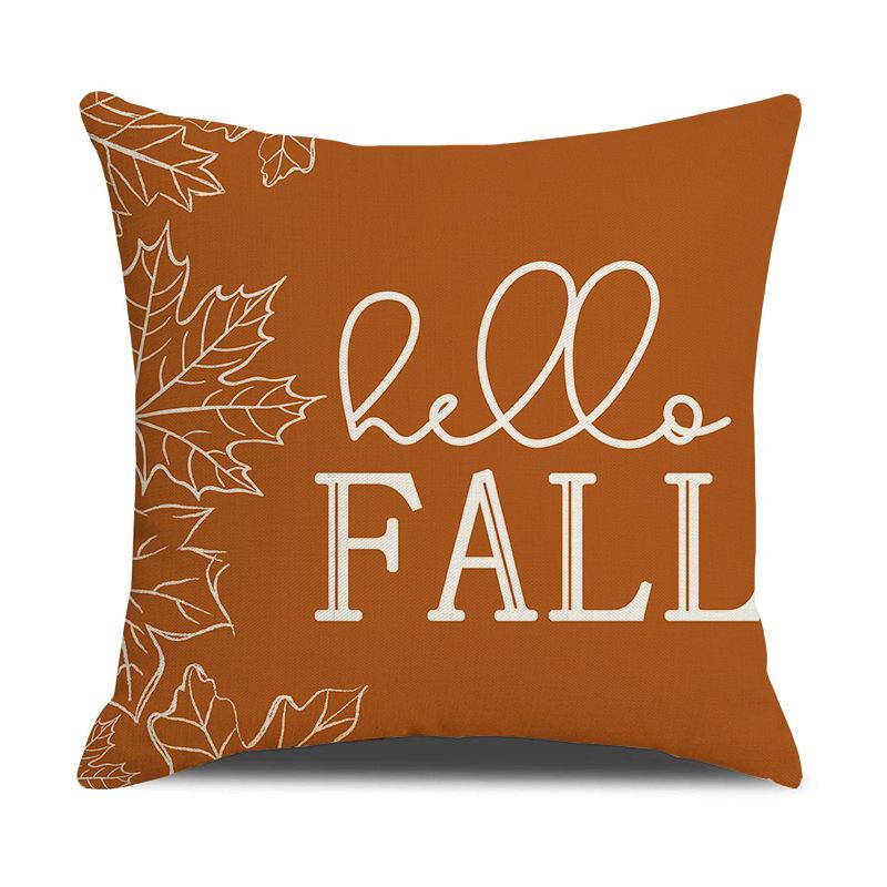 Autumn Maple Leaf Print Pillow Cover Simple Versatile Letter Cushion Indoor Home Decor Sofa Cushion
