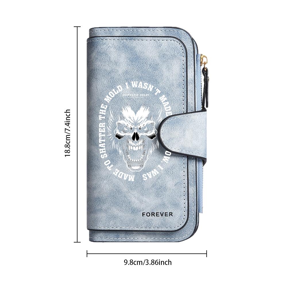 Gothic Skull Pattern Long Wallet Portable Multi Slot Purse for Daily Use