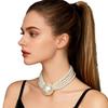Multiple Strand Imitation Pearls Chokers Necklace Round Bead Embellished Women's Jewelry