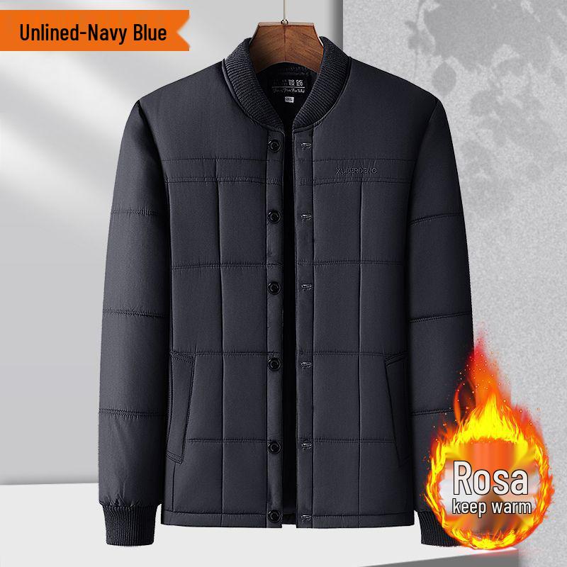 

Флисовое пальто из овечьей шерсти и хлопка для мужчин среднего и пожилого возраста – Толстая зимняя куртка свободного кроя. L, 95-115 jin