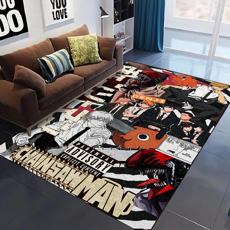 Chainsaw Man Anime Washable Non-Slip Rug Carpet Larget Floor Mat Bedroom Home Decor LXR178