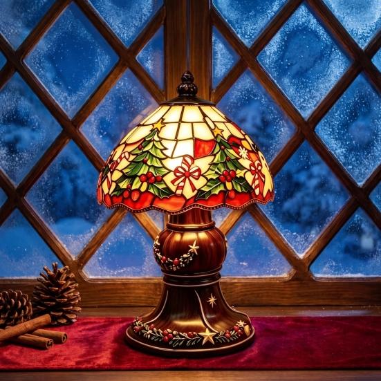 Bedroom Holiday Decor Christmas Lighted Table Lamp, Santa Claus Reindeer Garden Balcony Ornaments Desktop Ornament for Living Room Indoor Home
