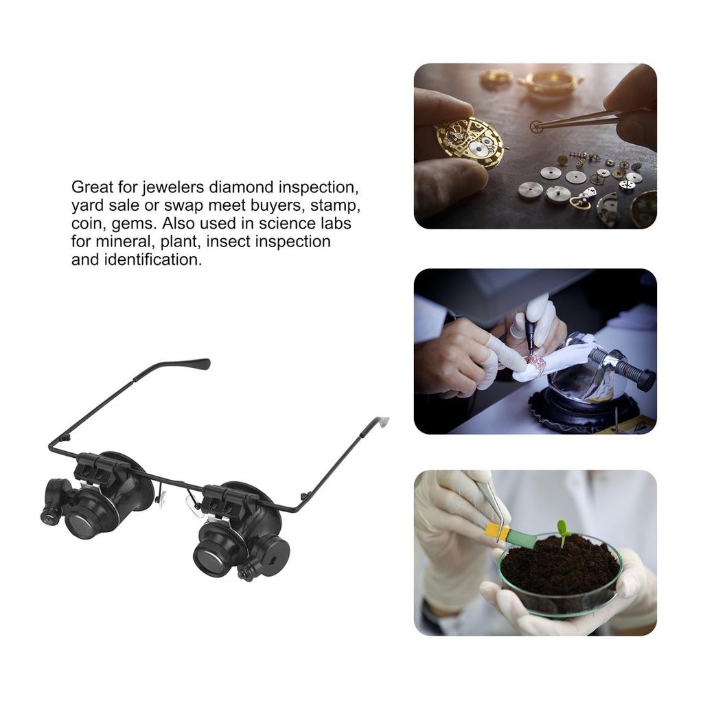 20X Glasses Type Magnifier Watch Repair Tool With Two LED Lights
