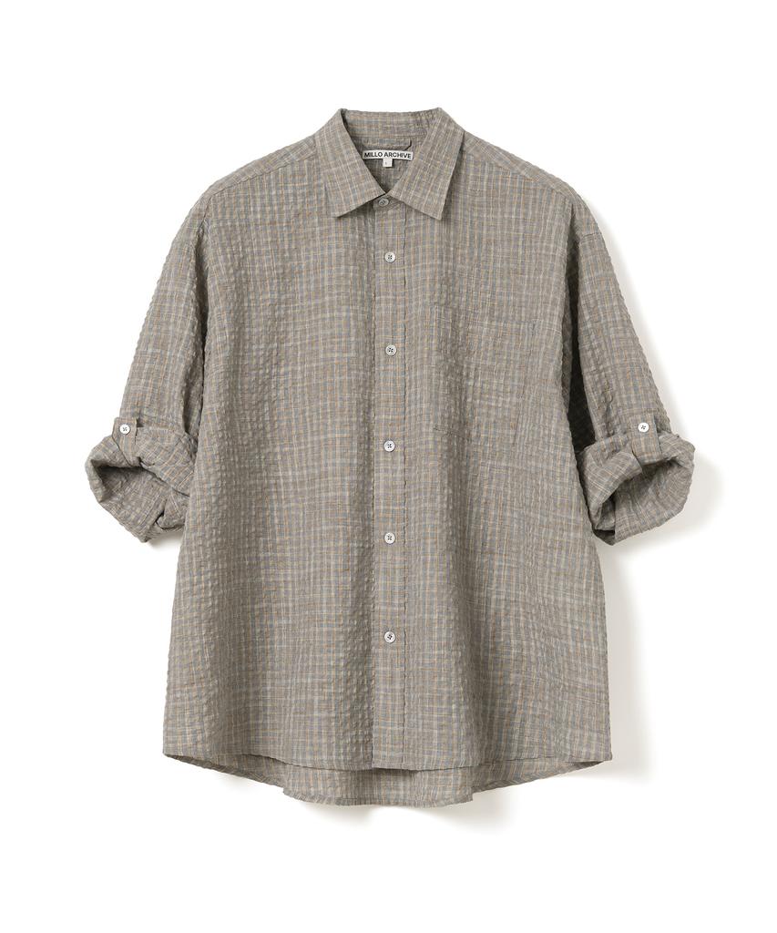 MILLO ARCHIVE Box Check Roll-Up Shirt [Mocha Beige]